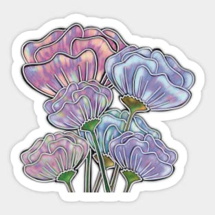 Calming Stained Glass Bouquet, Purple, Pink, Peach and Blue Sticker